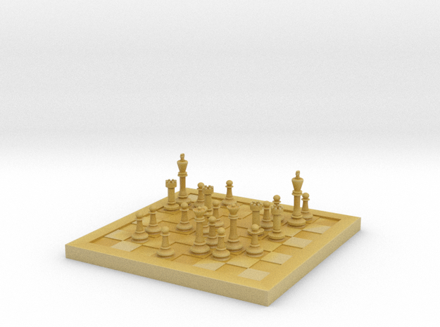 1/18 Scale Chess Board Mid-game (v03) in Tan Fine Detail Plastic