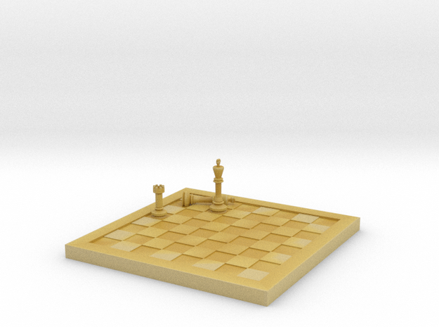 1/18 Scale Chess Board Mid-game (v04) in Tan Fine Detail Plastic
