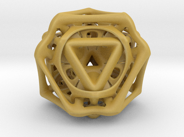 Ported looped Tetrahedron color 8.5x7.3x8 cm  in Tan Fine Detail Plastic