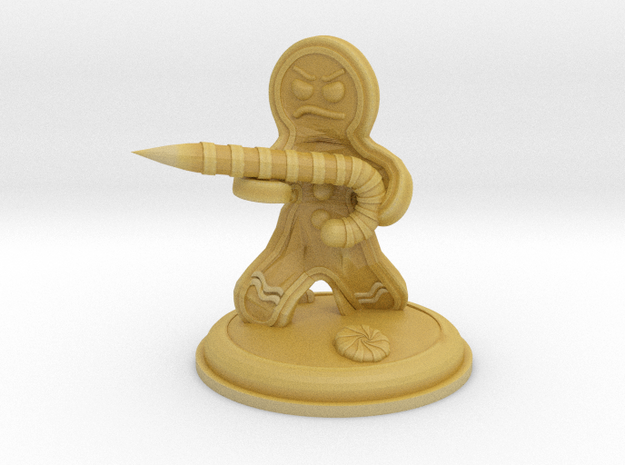 25mm Gingerbread Man with Candy Cane Weapon in Tan Fine Detail Plastic