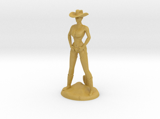 Cowgirl with Cactus (28mm Scale Miniature) in Tan Fine Detail Plastic