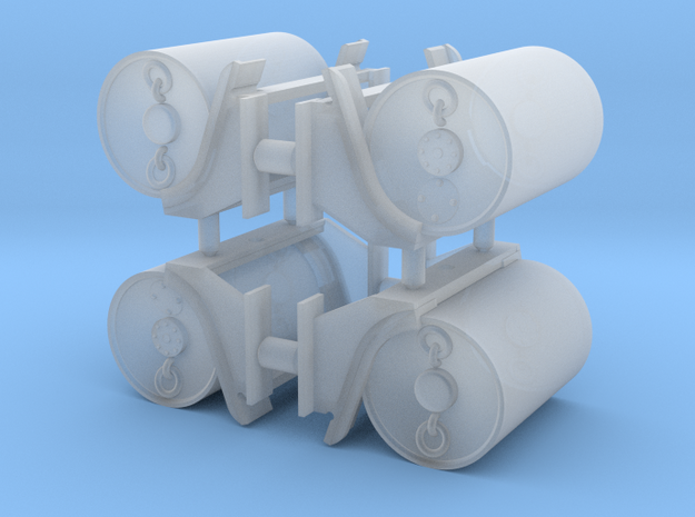 Depth Charges in chutes various scales in Clear Ultra Fine Detail Plastic: 1:72