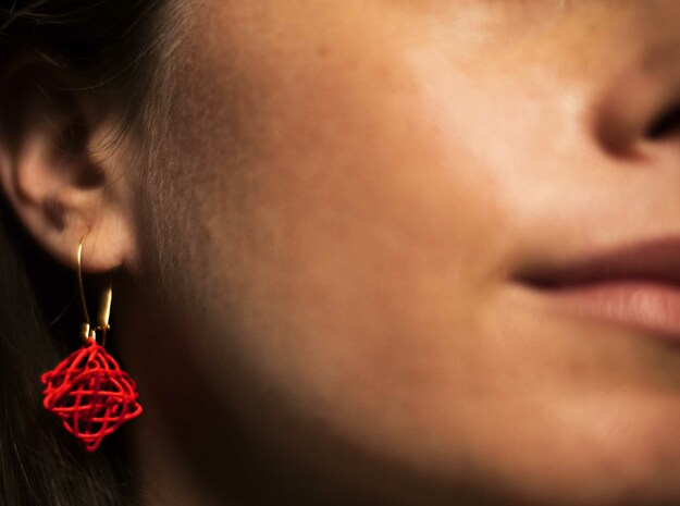 Minor Triad Earring in Red Processed Versatile Plastic