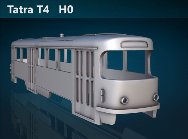 Tatra T4 H0 [body] in Gray Fine Detail Plastic