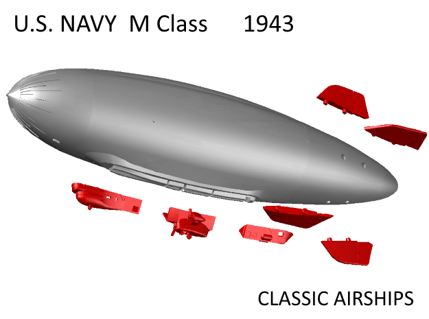 US Navy M Class Control Car & Tail Fins set in Tan Fine Detail Plastic: 1:700