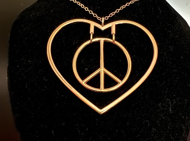 Peace in Heart Interlocking Pendant in Polished Bronze (Interlocking Parts)