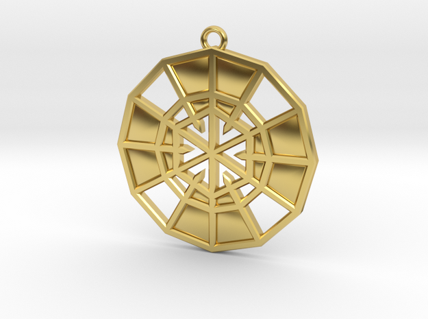 Resurrection Emblem 14 Medallion (Sacred Geometry) in Polished Brass