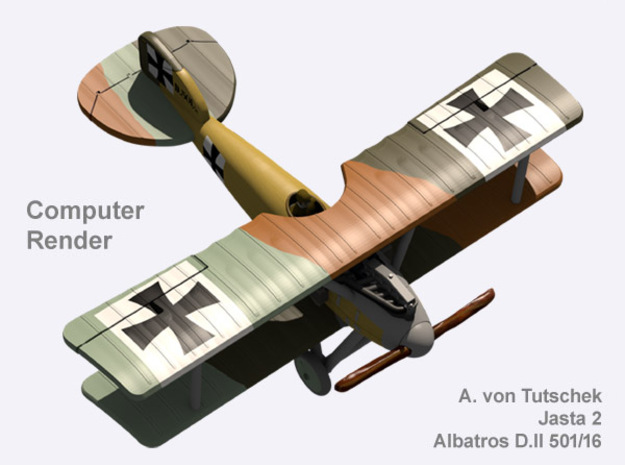 Adolf von Tutschek Albatros D.II (full color) in Natural Full Color Nylon 12 (MJF)