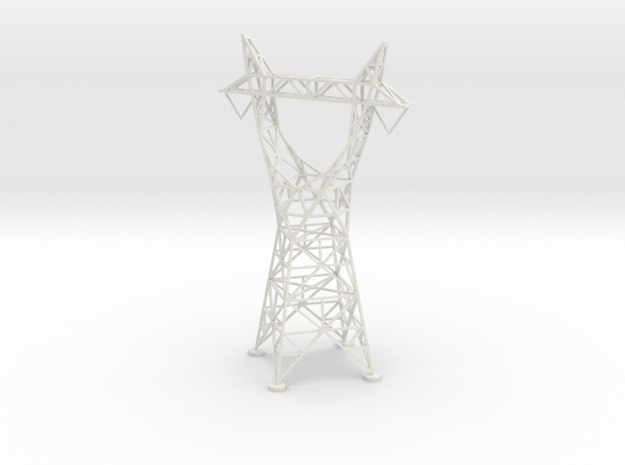 Electrical Transmission Tower 7" version 1 Z scale in White Natural Versatile Plastic