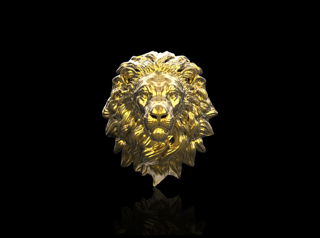Lion Lapel Pin_Mouth Close in 18k Gold Plated Brass