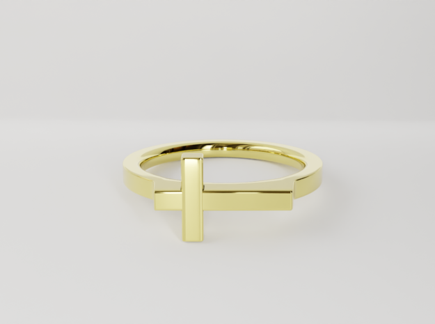 Horizontal Cross Ring - Christian Jewelry in Polished Brass: 3 / 44