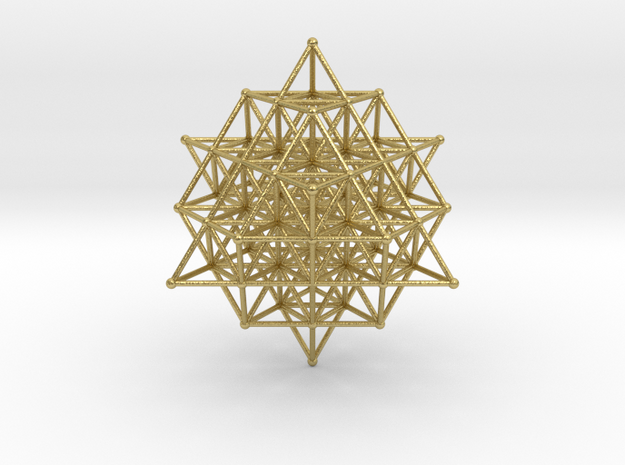 64 Grid Tetrahedron 65mm thin wires in Natural Brass