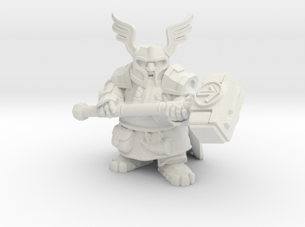 Dwarf with warhammer in White Natural Versatile Plastic