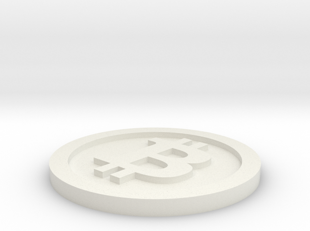 Bitcoin Keychain in White Natural Versatile Plastic