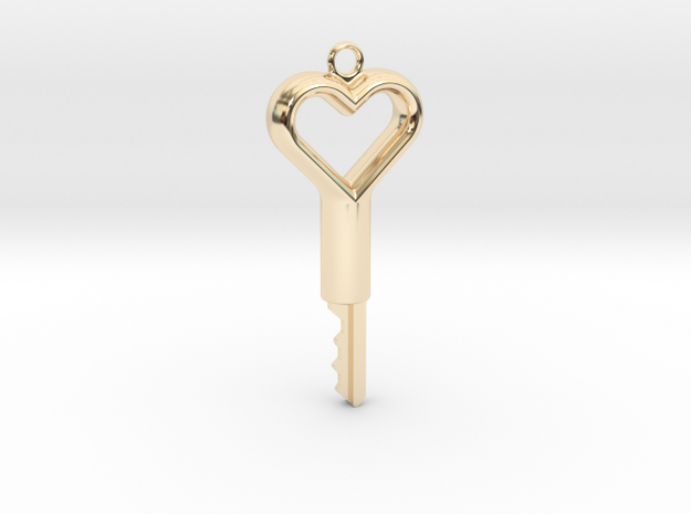 Heart Design Key v2 - Precut for Kink3D Lock Set in 14k Gold Plated Brass: Medium