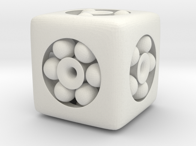 Ball Bearing 6-Sided Die (small) in White Natural Versatile Plastic
