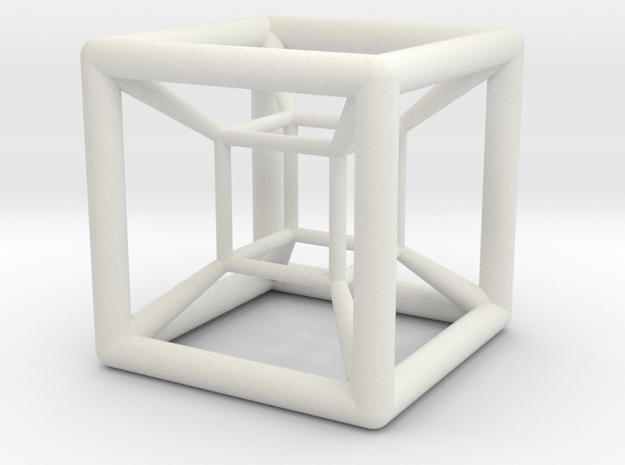 4D Hyper Cube Shadow in White Natural Versatile Plastic