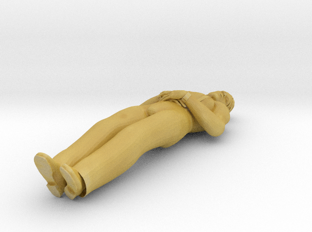 Man Lying Down: Hands on Abdomen in Clear Ultra Fine Detail Plastic: 1:160 - N