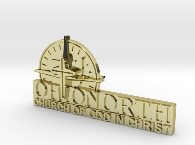 OhioNorth Church Logo With Text in 18k Gold Plated Brass