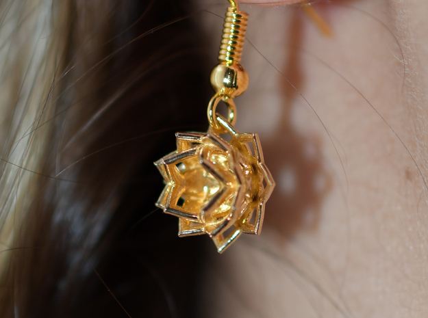 lotus_earring_smooth in 14k Gold Plated Brass