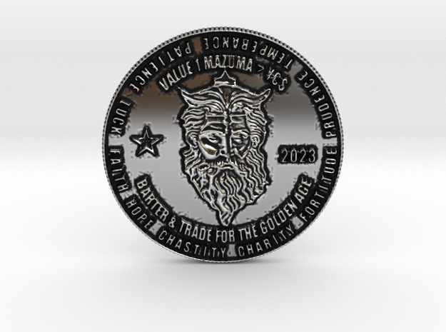 Lord Zeus Coin of 9 Virtues MAZUMA II in Antique Silver