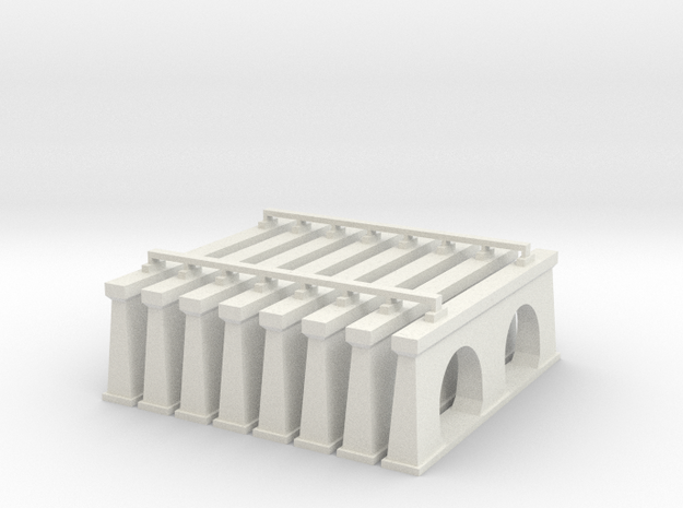 Concrete Double Track Bridge 8 Supports N 1/160 in White Natural Versatile Plastic