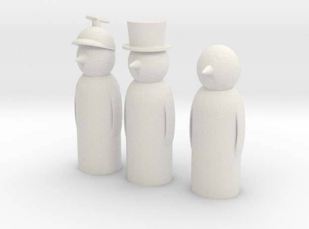00/ho scale snowmen in White Natural Versatile Plastic: 1:76 - OO