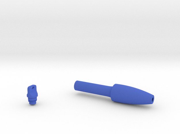 Smooth Conical Pen Grip - small with button in Blue Processed Versatile Plastic