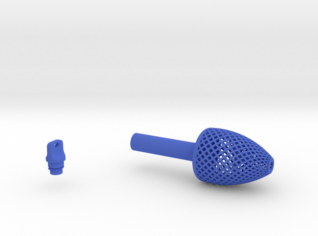 Textured Conical Pen Grip - large with button in Blue Processed Versatile Plastic