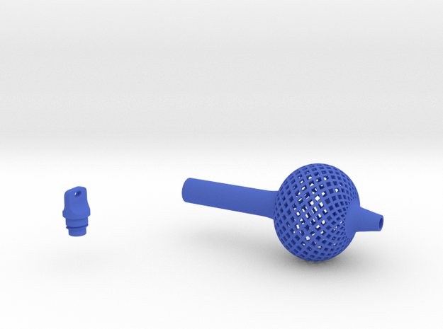 Textured Bulb Pen Grip - large with button in Blue Processed Versatile Plastic