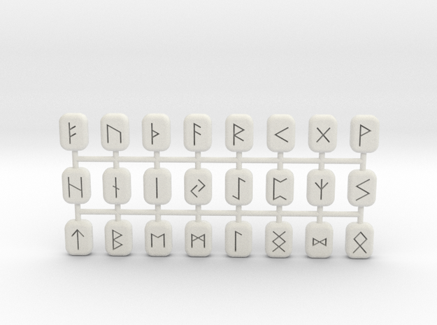 Miniature Rune Set in White Natural Versatile Plastic