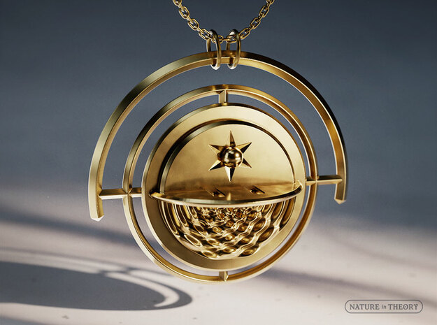 Wave-Particle Duality Pendant in Polished Brass