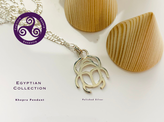 Egyptian Khepra Pendant in Polished Silver (Interlocking Parts)