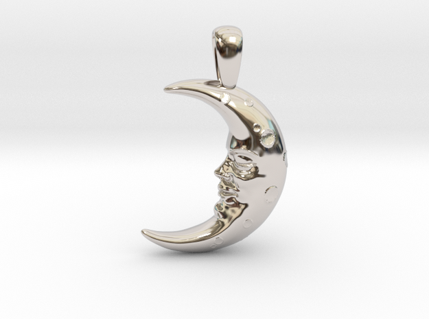 Moon Pendant in Rhodium Plated Brass