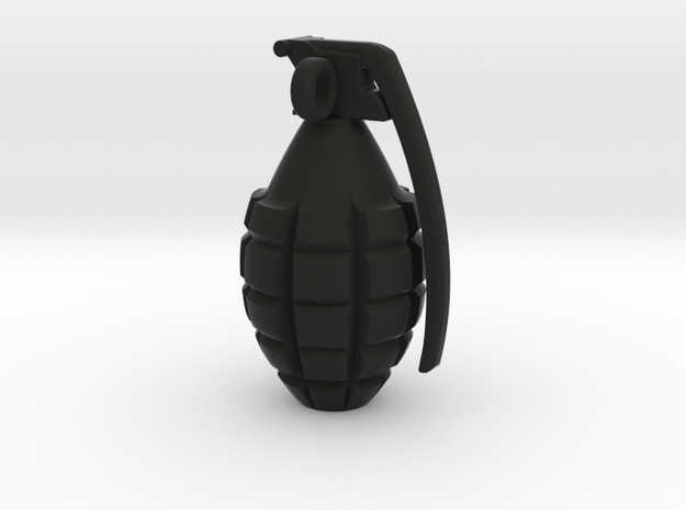 Keychain Grenade 37mm height in Black Natural Versatile Plastic