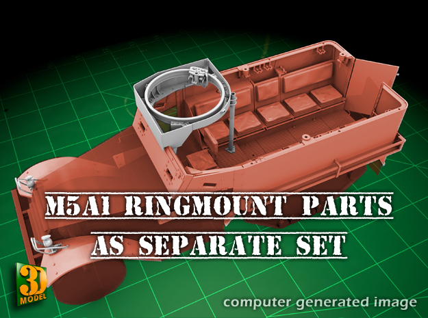 M49 Ringmount (1/24) for US Halftrack in Clear Ultra Fine Detail Plastic