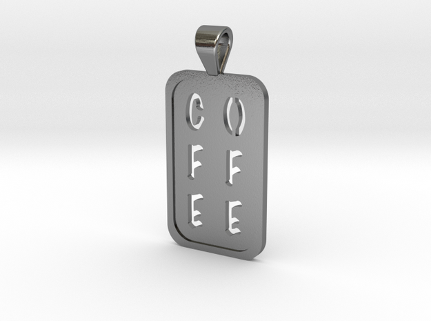 Coffee Pendant in Polished Silver
