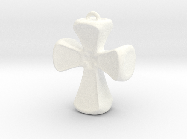 Crusader Cross Pendant/ Keyring Fob in White Processed Versatile Plastic