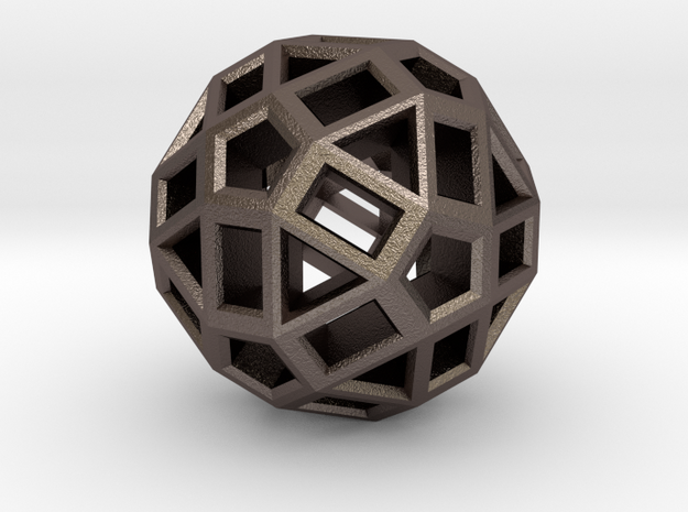 ZomeBall in Polished Bronzed Silver Steel