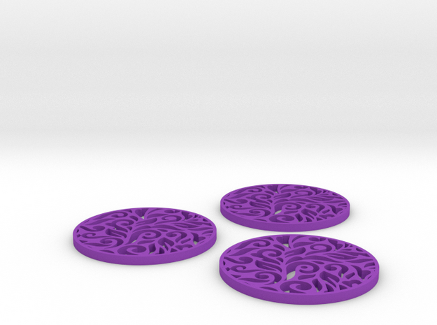 floral coasters in Purple Processed Versatile Plastic
