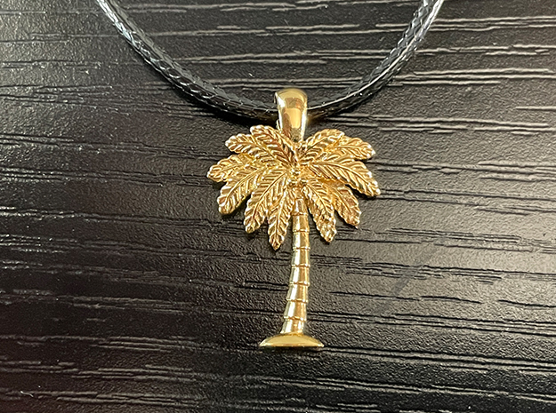 Palm Tree Pendant in 14k Gold Plated Brass