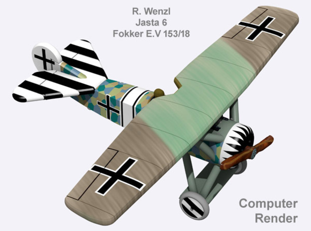 Richard Wenzl Fokker E.V (full color) in Natural Full Color Nylon 12 (MJF)