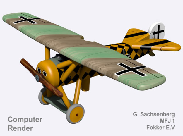 Gotthard Sachsenberg Fokker E.V (full color) in Natural Full Color Nylon 12 (MJF)