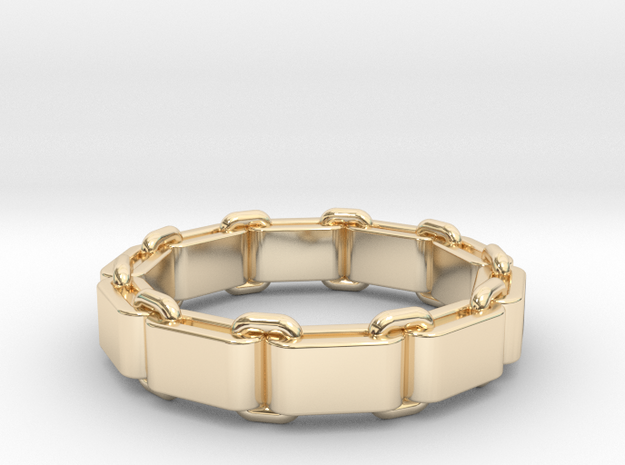 Square chain ring All sizes, Multisize in 14k Gold Plated Brass: 10 / 61.5