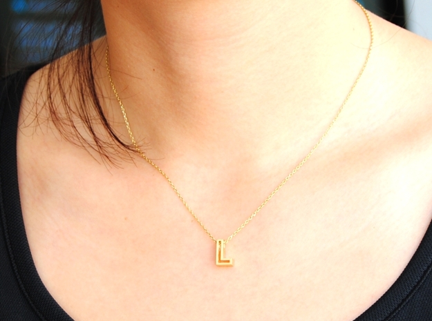 L Letter Pendant (Necklace) in 18k Gold Plated Brass