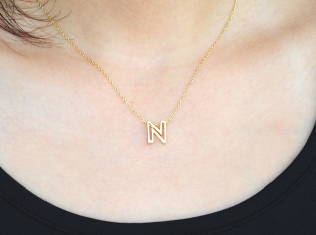 N Letter Pendant (Necklace) in 18k Gold Plated Brass