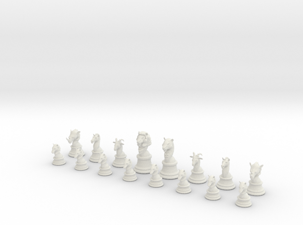 Chess Set (one player side) - Animal Kingdom in White Natural Versatile Plastic