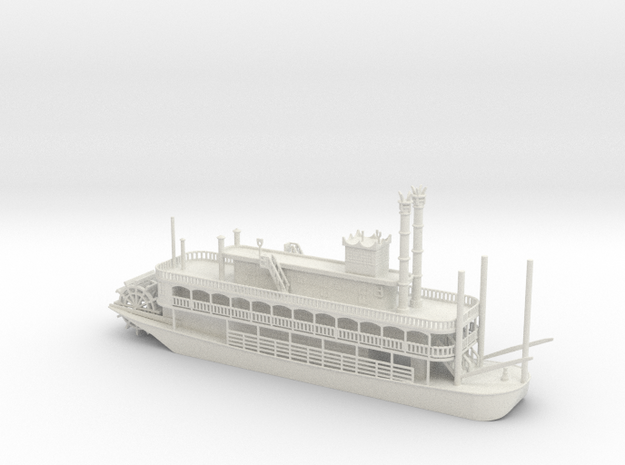 1/256 Scale Western River Boat in White Natural Versatile Plastic