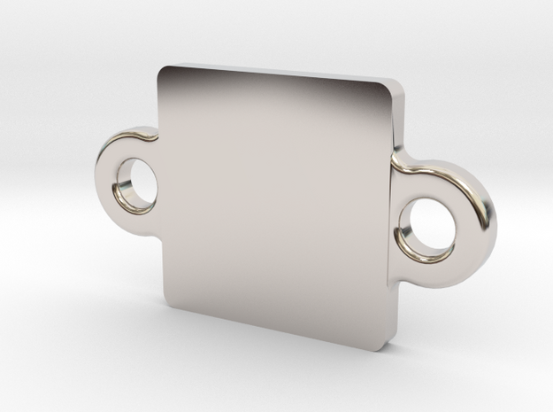 custom square pendant 1 letter in Rhodium Plated Brass