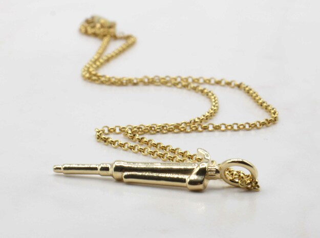 Pipette Pendant - Science Jewelry in 14k Gold Plated Brass